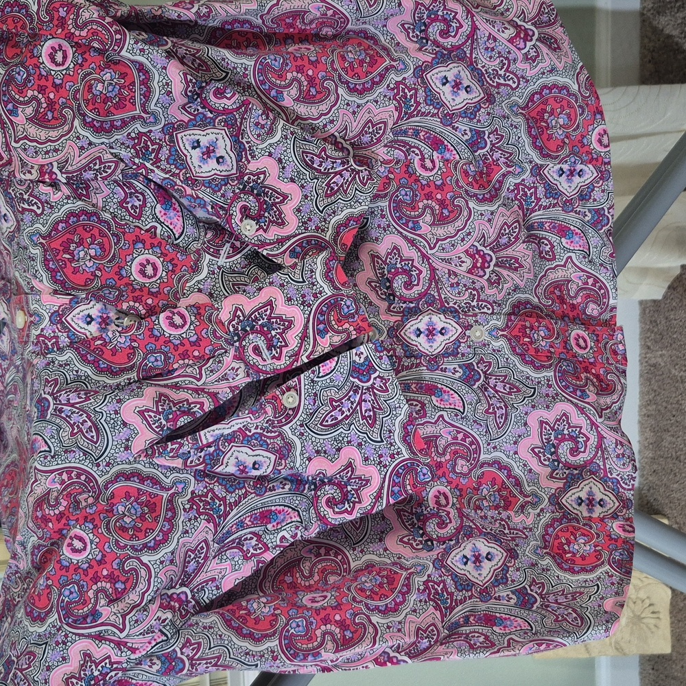 TALBOTTS 10 Beautiful Pink Raspberry Paisley Blouse. NWOT - Picture 3 of 4